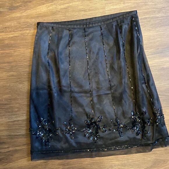 Ann Taylor Sequin A Line Floral Print Formal Skirt Size 4 - Picture 6 of 7